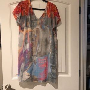 VOLT designs tunic chiffon dress. Front and back reversible. Lined artistic